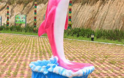 海洋公園玻璃鋼仿真創意彩繪海豚雕塑