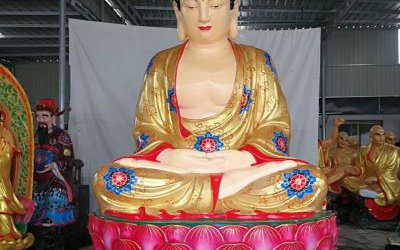 寺廟佛堂玻璃鋼釋迦牟尼彩繪如來佛祖雕塑