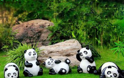 草坪仿真動物戶外擺件熊貓雕塑